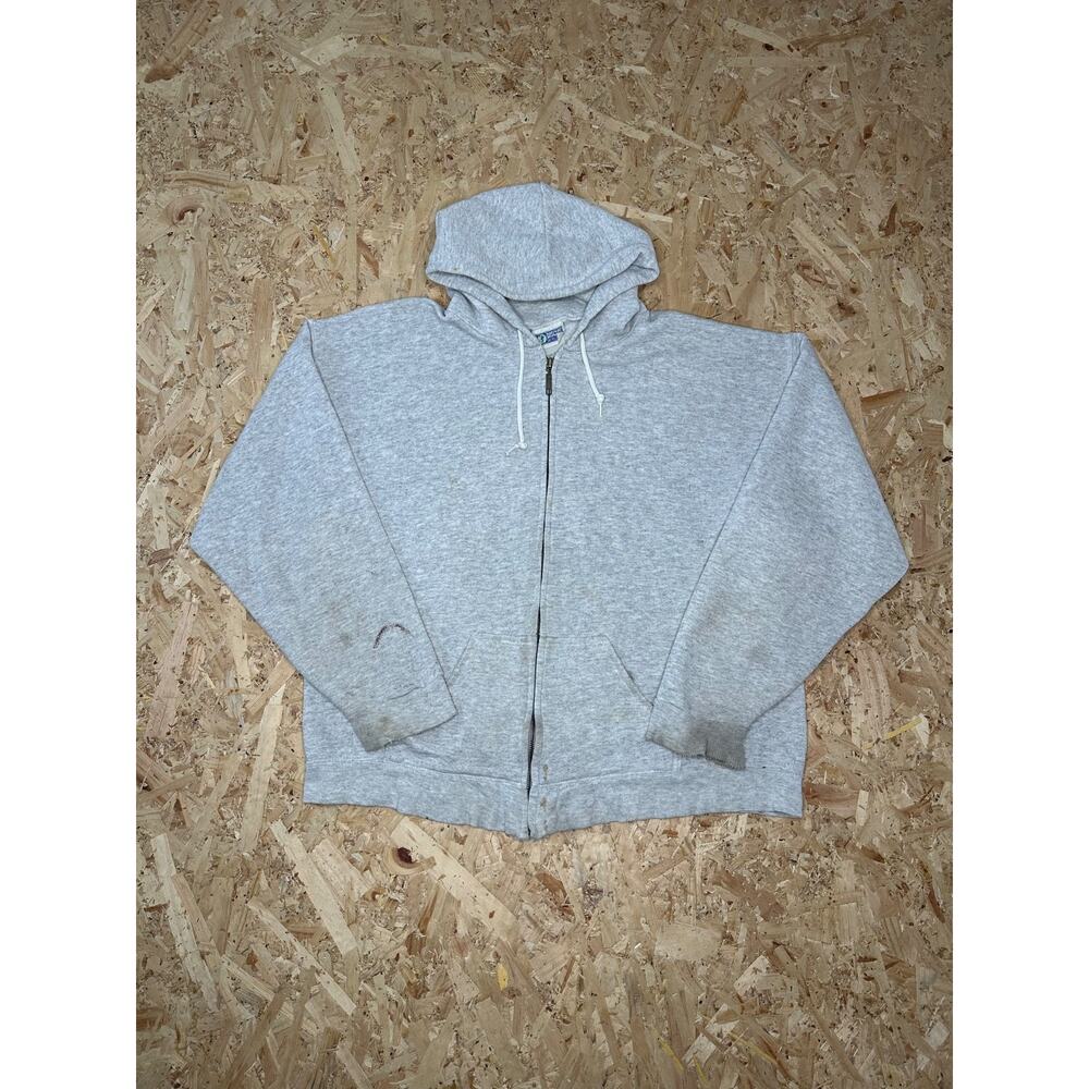 Discus Athletic Brand Vintage Full-zip Hooded Sweatshirt Gray Sz XL